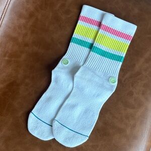 Stance White Socks with Colorful Stripes